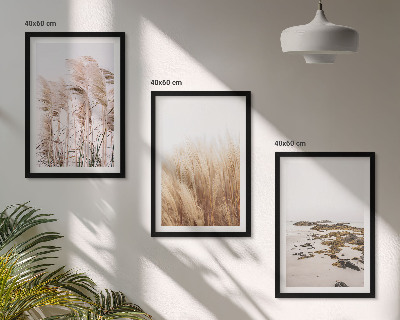 Lot de 3 tableaux pour salon Des champs d'herbes de la pampa et une plage bohème