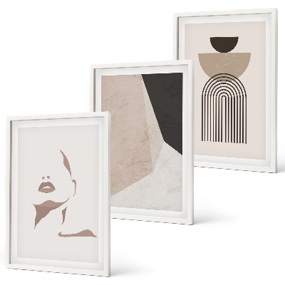Lot de 3 tableaux pour salon Formes de visage abstraites