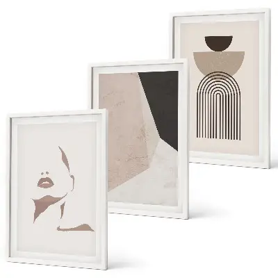 Lot de 3 tableaux pour salon motifs de formes de visage abstraites