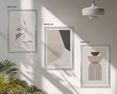 Lot de 3 tableaux pour salon Formes de visage abstraites