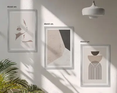 Lot de 3 tableaux pour salon motifs de formes de visage abstraites
