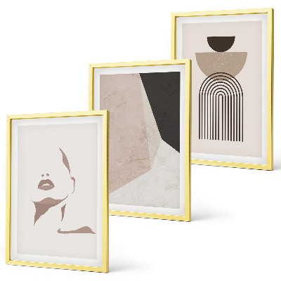 Lot de 3 tableaux pour salon Formes de visage abstraites