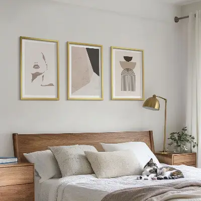 Lot de 3 tableaux pour salon motifs de formes de visage abstraites