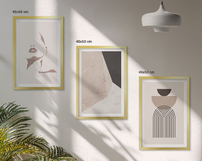 Lot de 3 tableaux pour salon Formes de visage abstraites