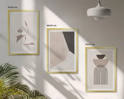 Lot de 3 tableaux pour salon motifs de formes de visage abstraites