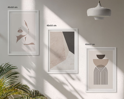 Lot de 3 tableaux pour salon Formes de visage abstraites