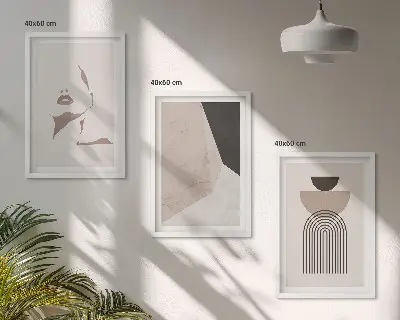 Lot de 3 tableaux pour salon motifs de formes de visage abstraites