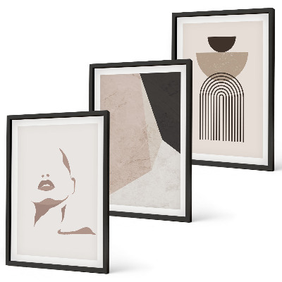 Lot de 3 tableaux pour salon Formes de visage abstraites