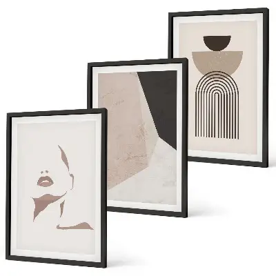 Lot de 3 tableaux pour salon motifs de formes de visage abstraites