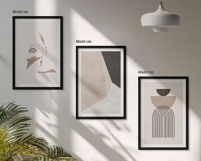 Lot de 3 tableaux pour salon Formes de visage abstraites