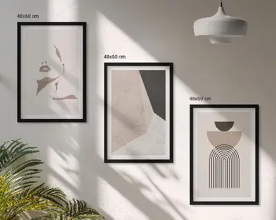 Lot de 3 tableaux pour salon motifs de formes de visage abstraites