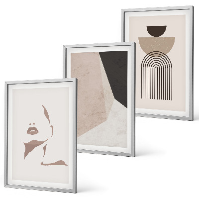 Lot de 3 tableaux pour salon Formes de visage abstraites