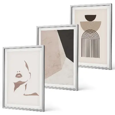 Lot de 3 tableaux pour salon motifs de formes de visage abstraites