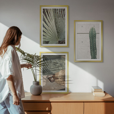Lot de 3 tableaux pour salon Accessoires pour plantes tropicales