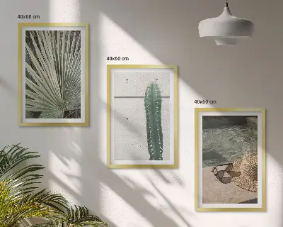 Lot de 3 tableaux pour salon représentant des accessoires pour plantes tropicales