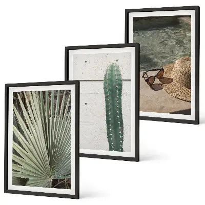 Lot de 3 tableaux pour salon représentant des accessoires pour plantes tropicales