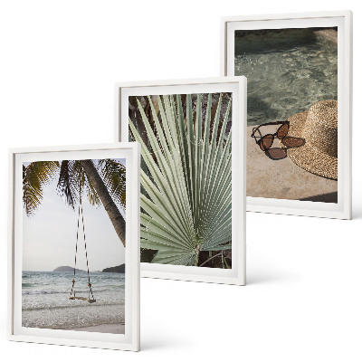 Cadre photo mural Vacances à la plage avec balançoire et feuilles