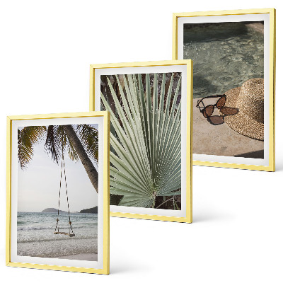 Cadre photo mural Vacances à la plage avec balançoire et feuilles