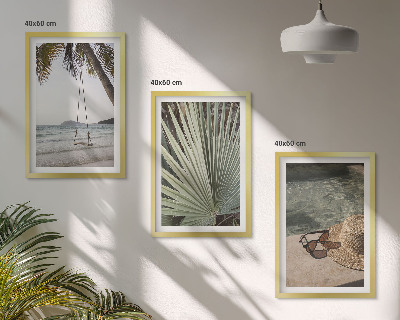 Cadre photo mural Vacances à la plage avec balançoire et feuilles