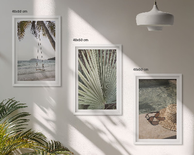 Cadre photo mural Vacances à la plage avec balançoire et feuilles