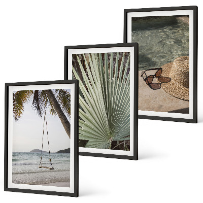 Cadre photo mural Vacances à la plage avec balançoire et feuilles