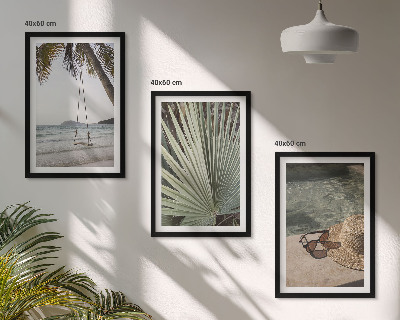 Cadre photo mural Vacances à la plage avec balançoire et feuilles