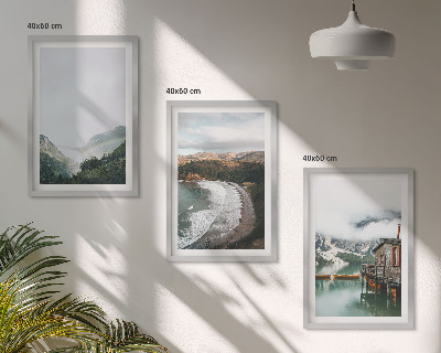 Cadre photo mural Montagnes, plage, nuages, eau