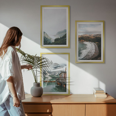 Cadre photo mural Montagnes, plage, nuages, eau