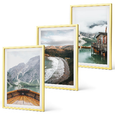 Cadre photo mural Montagnes, lac, bateau, plage, paysage