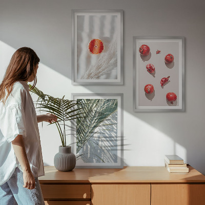 Lot de 3 tableaux pour salon Fruits de palmier des fêtes