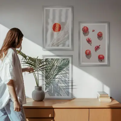 Lot de 3 tableaux pour salon représentant des fruits de palmier décoratifs