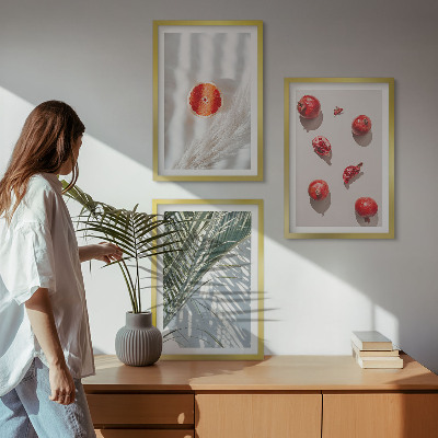 Lot de 3 tableaux pour salon Fruits de palmier des fêtes