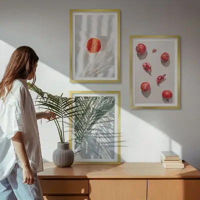 Lot de 3 tableaux pour salon représentant des fruits de palmier décoratifs