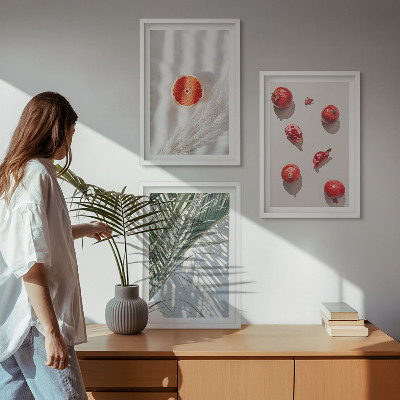 Lot de 3 tableaux pour salon Fruits de palmier des fêtes