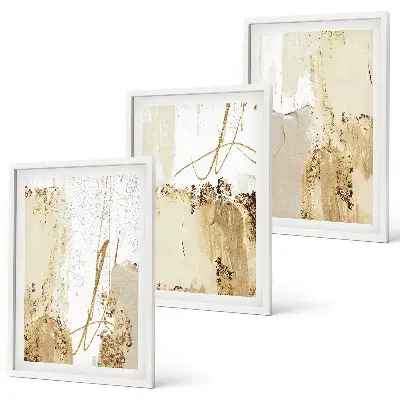 Cadre photo mural avec motifs abstraits en beige et blanc