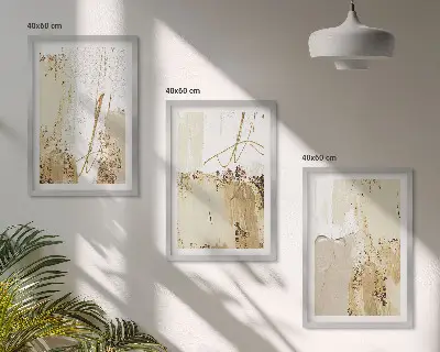 Cadre photo mural avec motifs abstraits en beige et blanc
