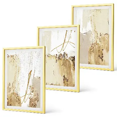 Cadre photo mural avec motifs abstraits en beige et blanc