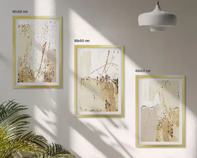 Cadre photo mural avec motifs abstraits en beige et blanc
