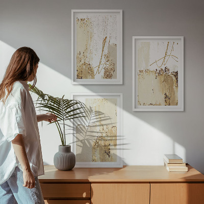 Cadre photo mural Motifs abstraits beige blanc