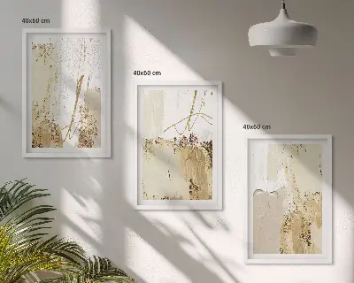 Cadre photo mural avec motifs abstraits en beige et blanc