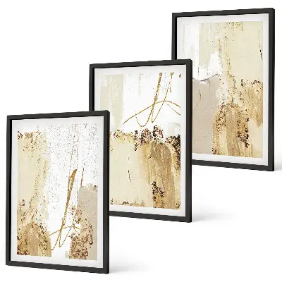 Cadre photo mural avec motifs abstraits en beige et blanc