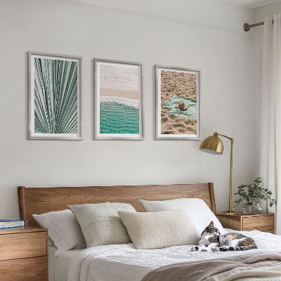Lot de 3 tableaux pour salon Vue sur la plage et la mer pendant les vacances