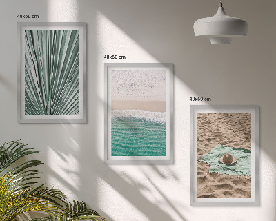 Lot de 3 tableaux pour salon Vue sur la plage et la mer pendant les vacances