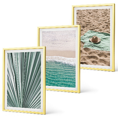 Lot de 3 tableaux pour salon Vue sur la plage et la mer pendant les vacances