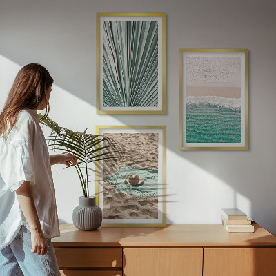 Lot de 3 tableaux pour salon Vue sur la plage et la mer pendant les vacances