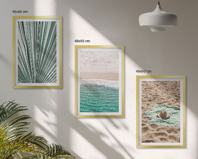 Lot de 3 tableaux pour salon Vue sur la plage et la mer pendant les vacances
