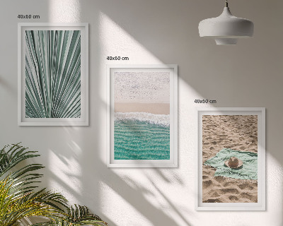 Lot de 3 tableaux pour salon Vue sur la plage et la mer pendant les vacances