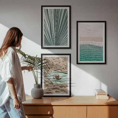 Lot de 3 tableaux pour salon Vue sur la plage et la mer pendant les vacances