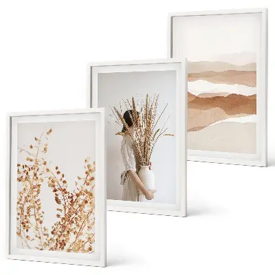Lot de 3 tableaux pour salon avec motifs floraux bohèmes rustiques