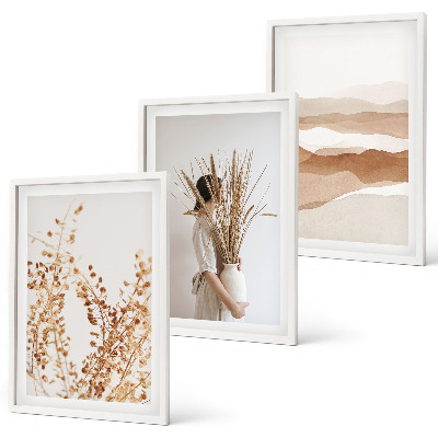 Lot de 3 tableaux pour salon Motifs floraux bohèmes rustiques